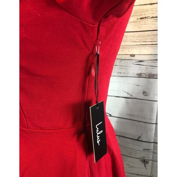 NWT Lulus Tip the Scallops Red Scalloped Skater Dress size large - Picture 7 of 12